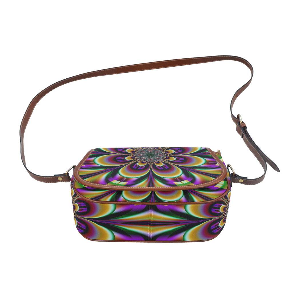 Purple Dream Mandala Flower Saddle Bag/Large (Model 1649)