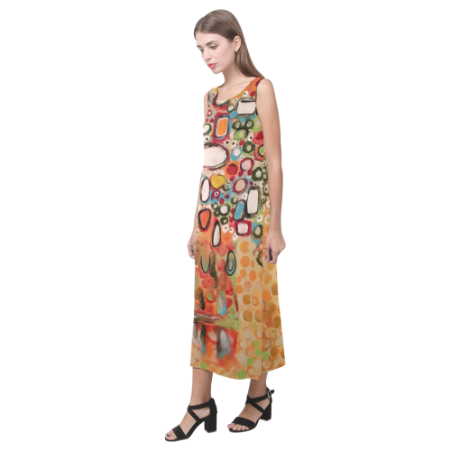 "BOUQUET OF JEWELS"-SLEEVELESS DRESS Phaedra Sleeveless Open Fork Long Dress (Model D08)