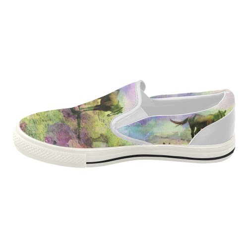 watercolor horses by Martina Webster Women's Slip-on Canvas Shoes (Model 019)