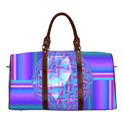 Quilt Blau Lila Streifen Waterproof Travel Bag/Large (Model 1639)