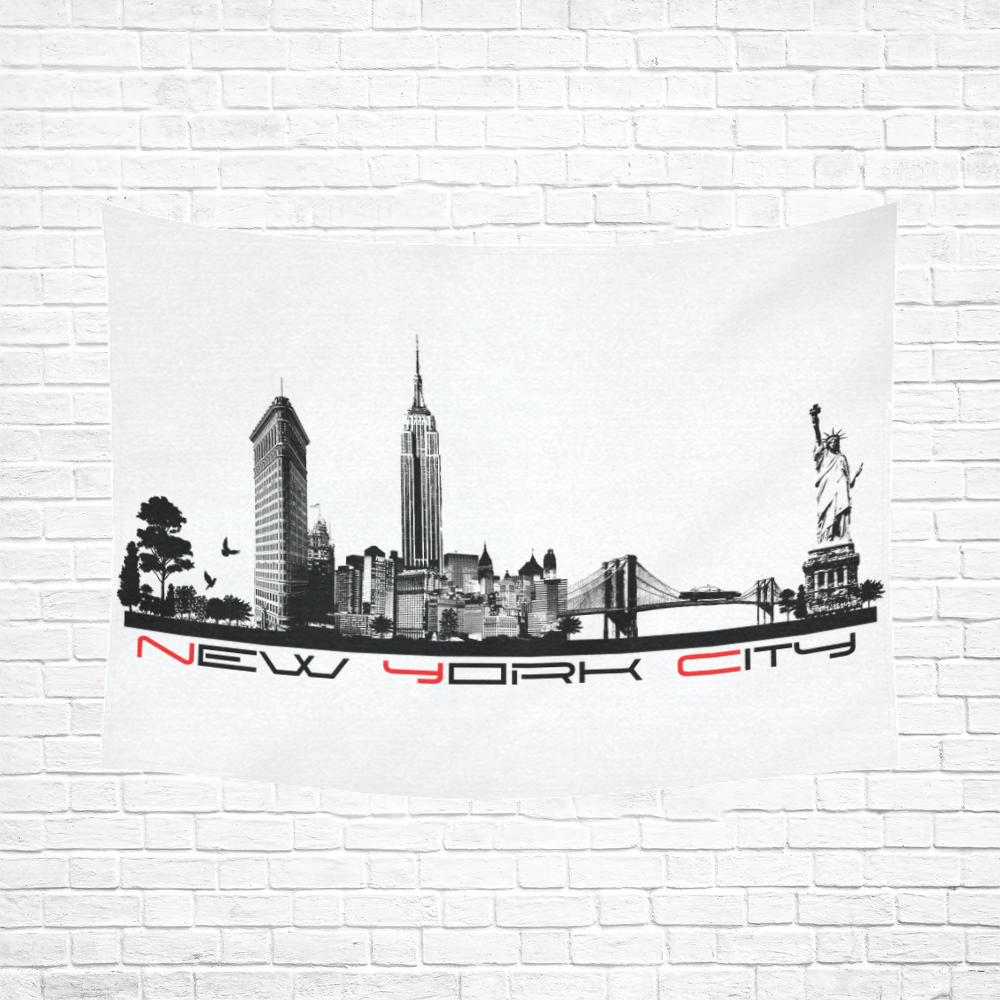 New York City skyline 6 Cotton Linen Wall Tapestry 80"x 60"
