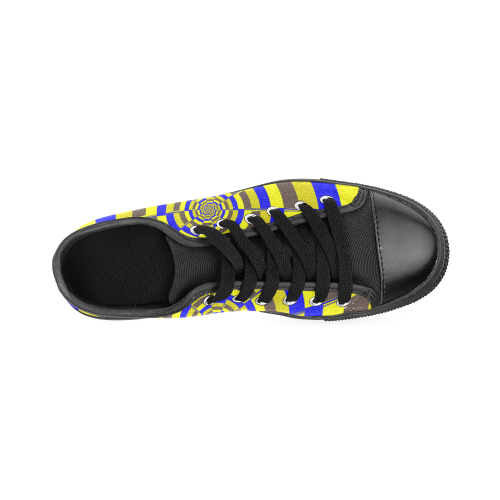 Crazy Dart Blue Yellow Brown Men's Classic Canvas Shoes (Model 018)