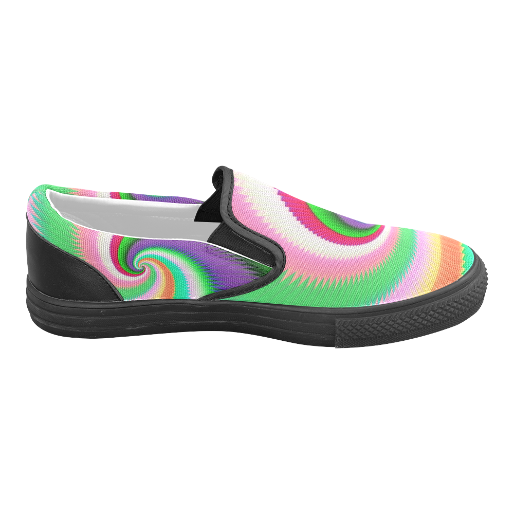 Colorful Spiral Dragon Scales Men's Unusual Slip-on Canvas Shoes (Model 019)