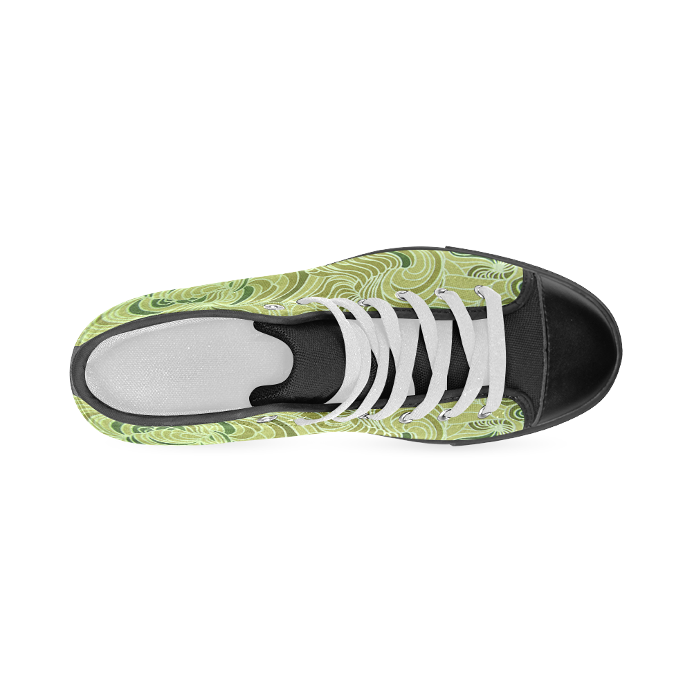 Green doodle drawing tones Women's Classic High Top Canvas Shoes (Model 017)