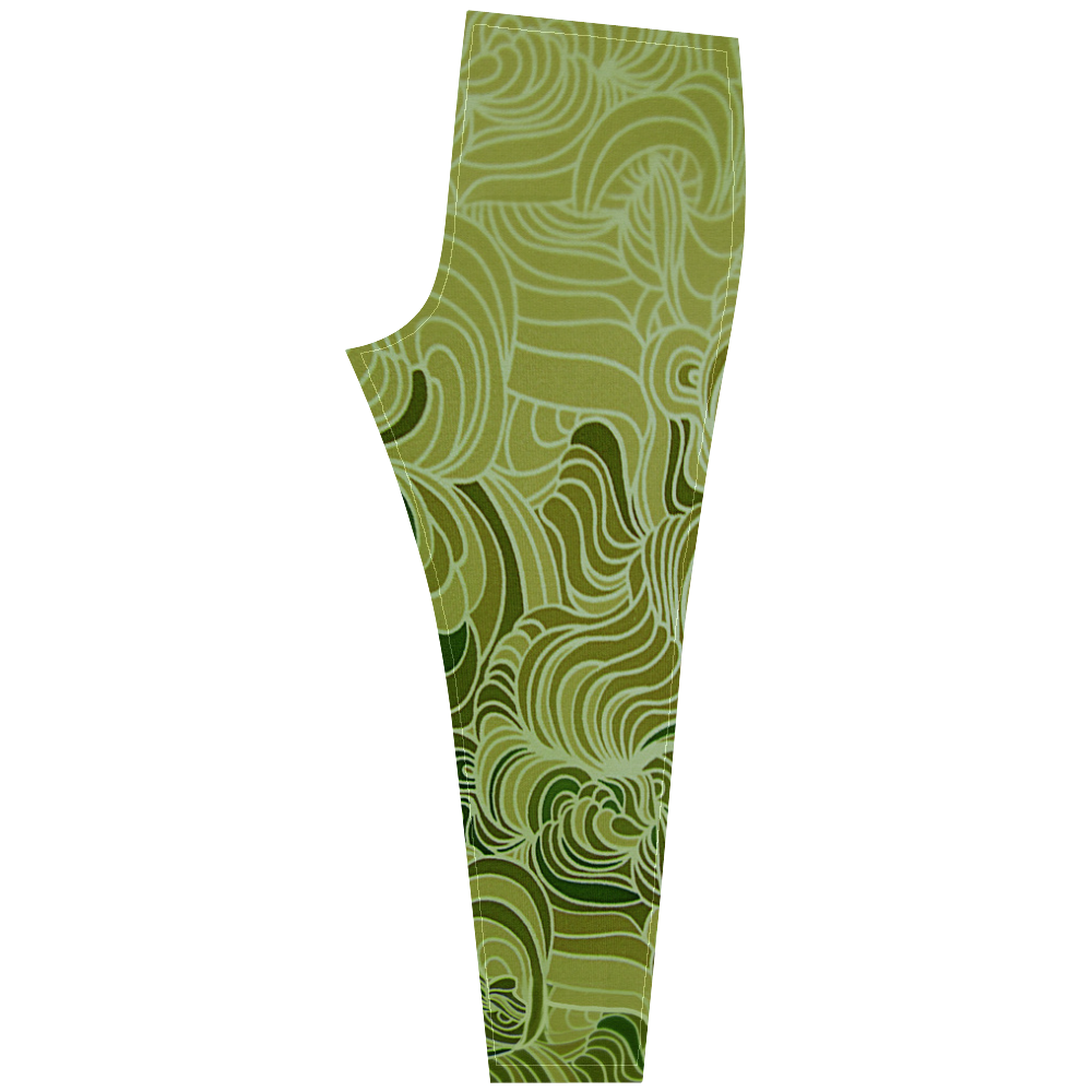 Green doodle drawing tones Cassandra Women's Leggings (Model L01)