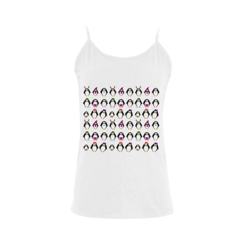 Christmas Party Penguins Women's Spaghetti Top (USA Size) (Model T34)
