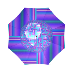 Quilt Blau Lila Streifen Foldable Umbrella (Model U01)