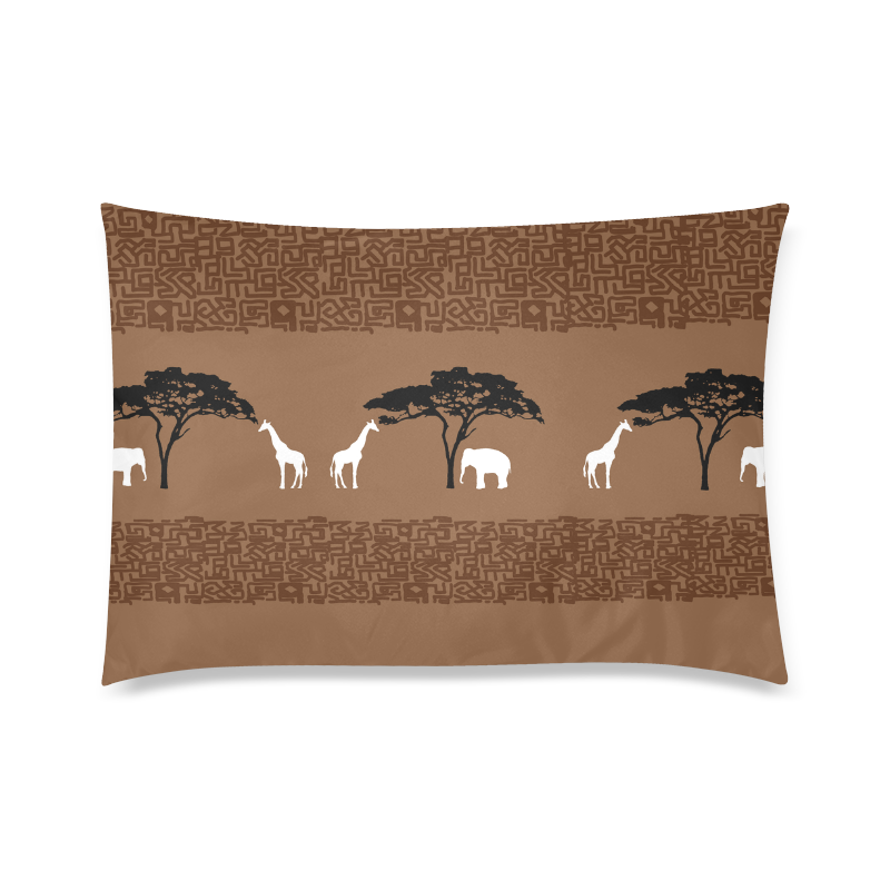Elephant and Giraffe Safari Custom Zippered Pillow Case 20"x30" (one side)