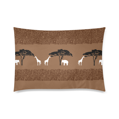 Elephant and Giraffe Safari Custom Zippered Pillow Case 20"x30" (one side)