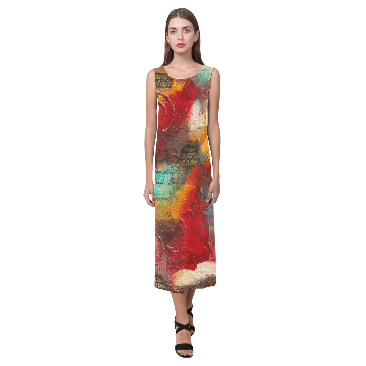 "ACROSS THE UNIVERSE"-SLEEVELESS DRESS Phaedra Sleeveless Open Fork Long Dress (Model D08)