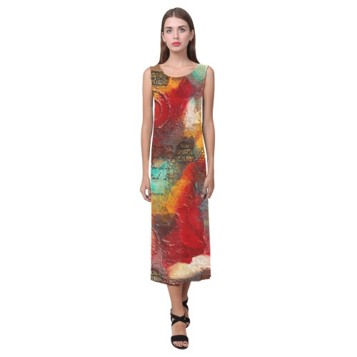 "ACROSS THE UNIVERSE"-SLEEVELESS DRESS Phaedra Sleeveless Open Fork Long Dress (Model D08)