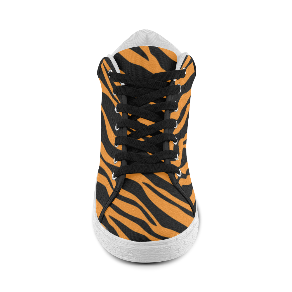 Orange Zebra Stripes Women's Chukka Canvas Shoes (Model 003) | ID: D651724