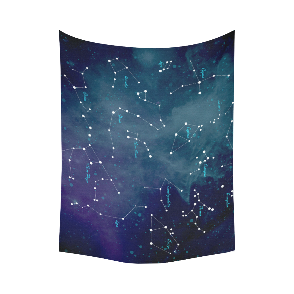 Constellations Cotton Linen Wall Tapestry 80"x 60"