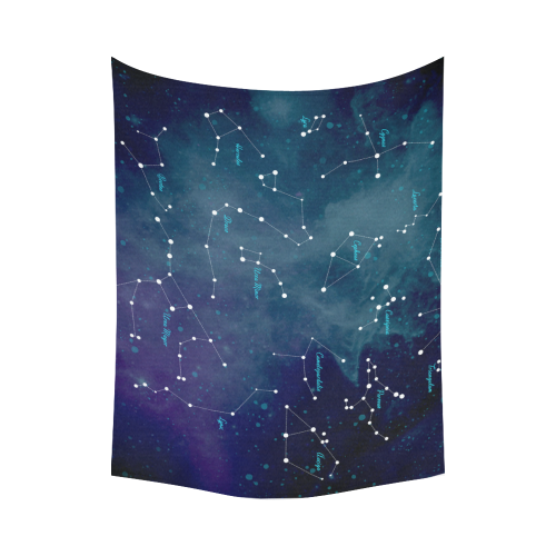 Constellations Cotton Linen Wall Tapestry 80"x 60"