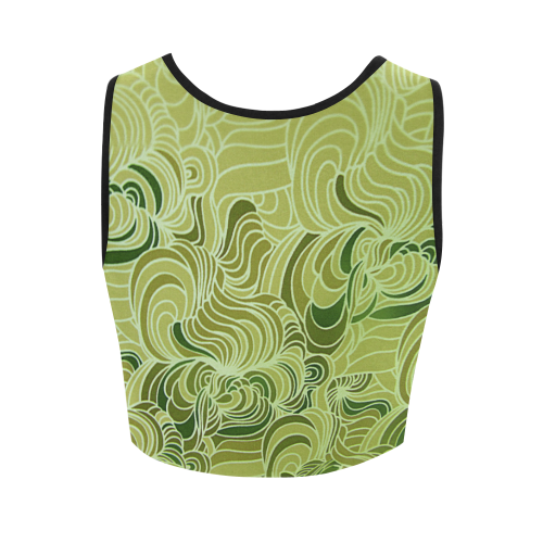 Green doodle drawing tones Women's Crop Top (Model T42)