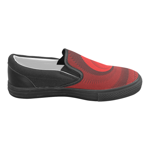 Red Rose Dragon Scales Spiral Men's Unusual Slip-on Canvas Shoes (Model 019)