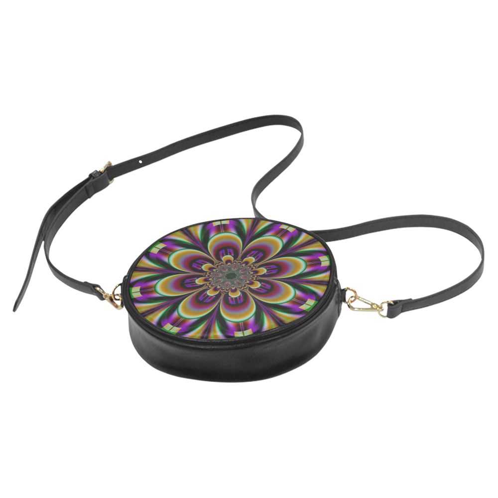 Purple Dream Mandala Flower Round Sling Bag (Model 1647)