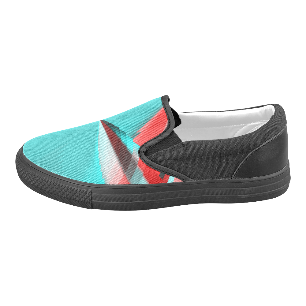 Colorful Abstract Butterfly with Flower Men's Slip-on Canvas Shoes (Model 019)