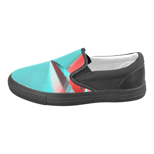 Colorful Abstract Butterfly with Flower Men's Slip-on Canvas Shoes (Model 019)
