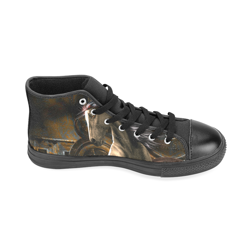 Steampunk, awesome horse with clocks and gears Men’s Classic High Top Canvas Shoes /Large Size (Model 017)
