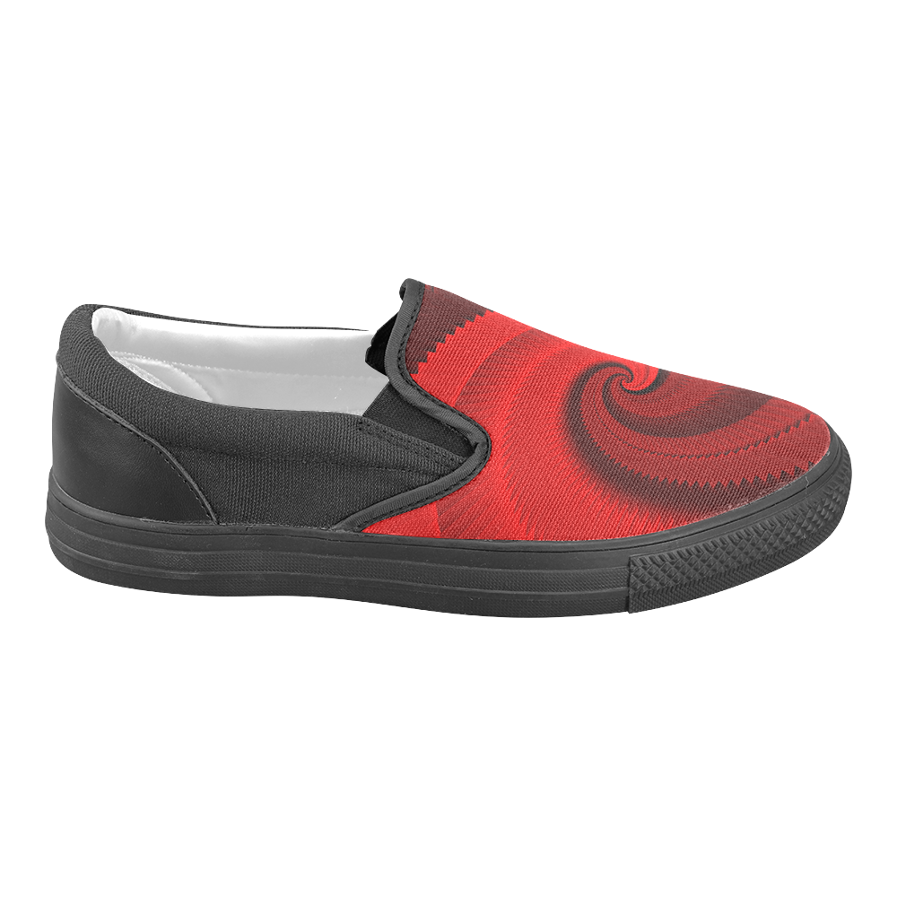 Red Rose Dragon Scales Spiral Men's Unusual Slip-on Canvas Shoes (Model 019)