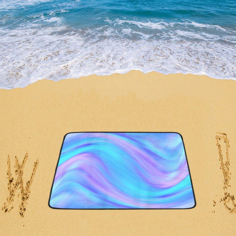blue and pink feathers Beach Mat 78"x 60"