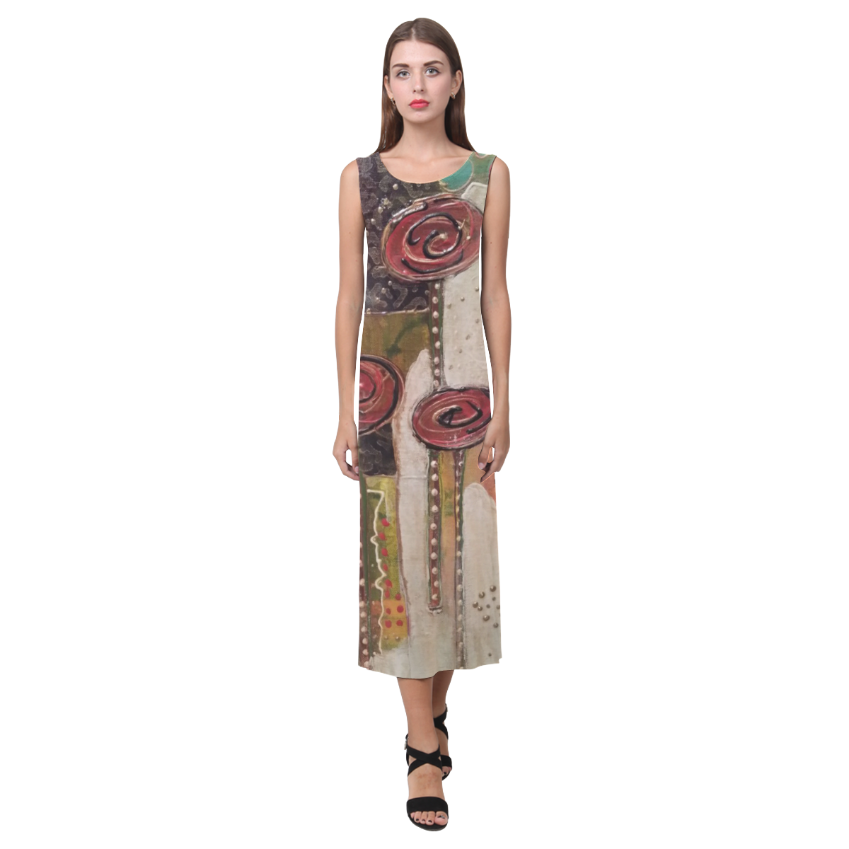 "HOPE SPRINGS"-SLEEVELESS DRESS Phaedra Sleeveless Open Fork Long Dress (Model D08)