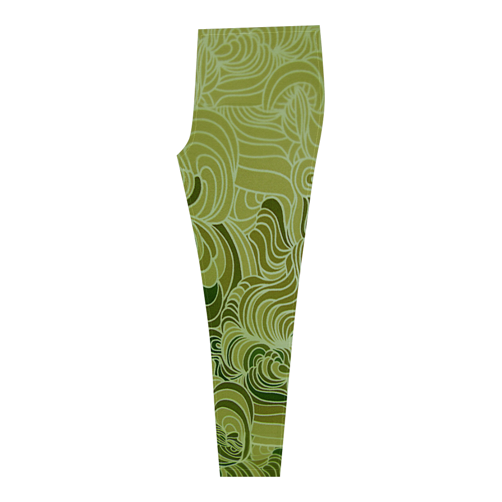 Green doodle drawing tones Cassandra Women's Leggings (Model L01)