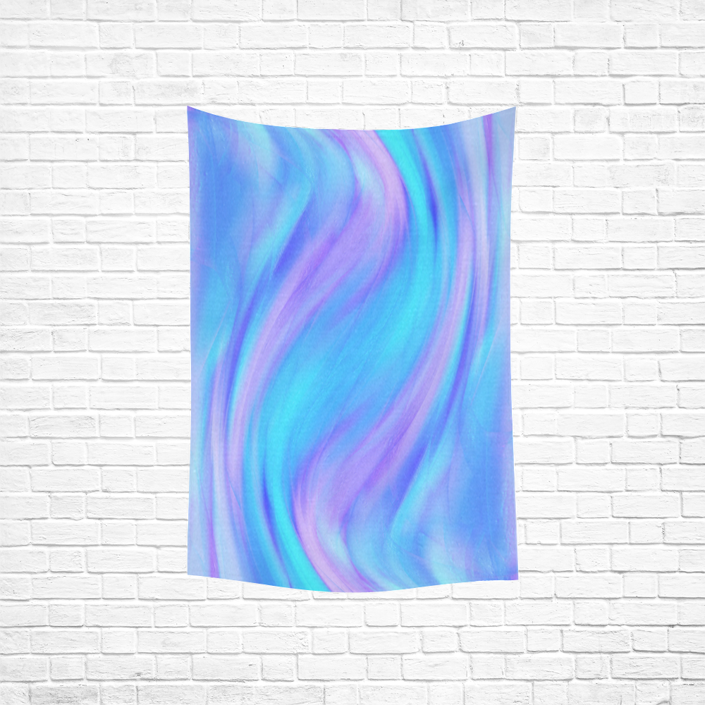 blue and pink feathers Cotton Linen Wall Tapestry 40"x 60"