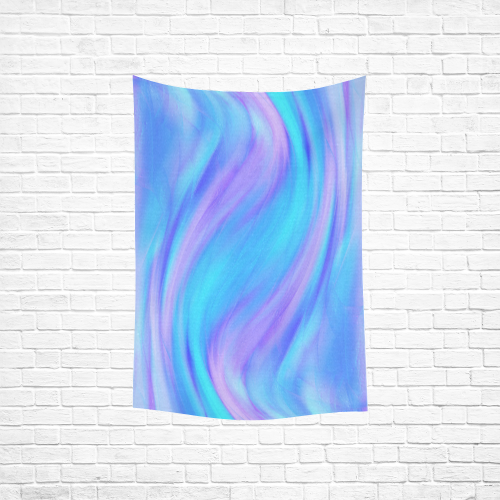 blue and pink feathers Cotton Linen Wall Tapestry 40"x 60"