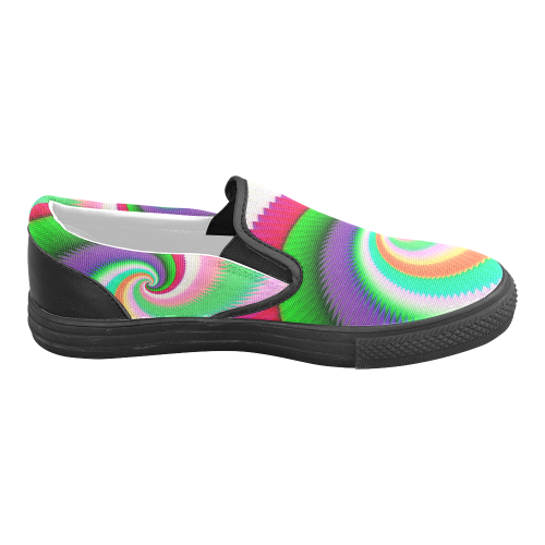 Colorful Spiral Dragon Scales Men's Slip-on Canvas Shoes (Model 019)