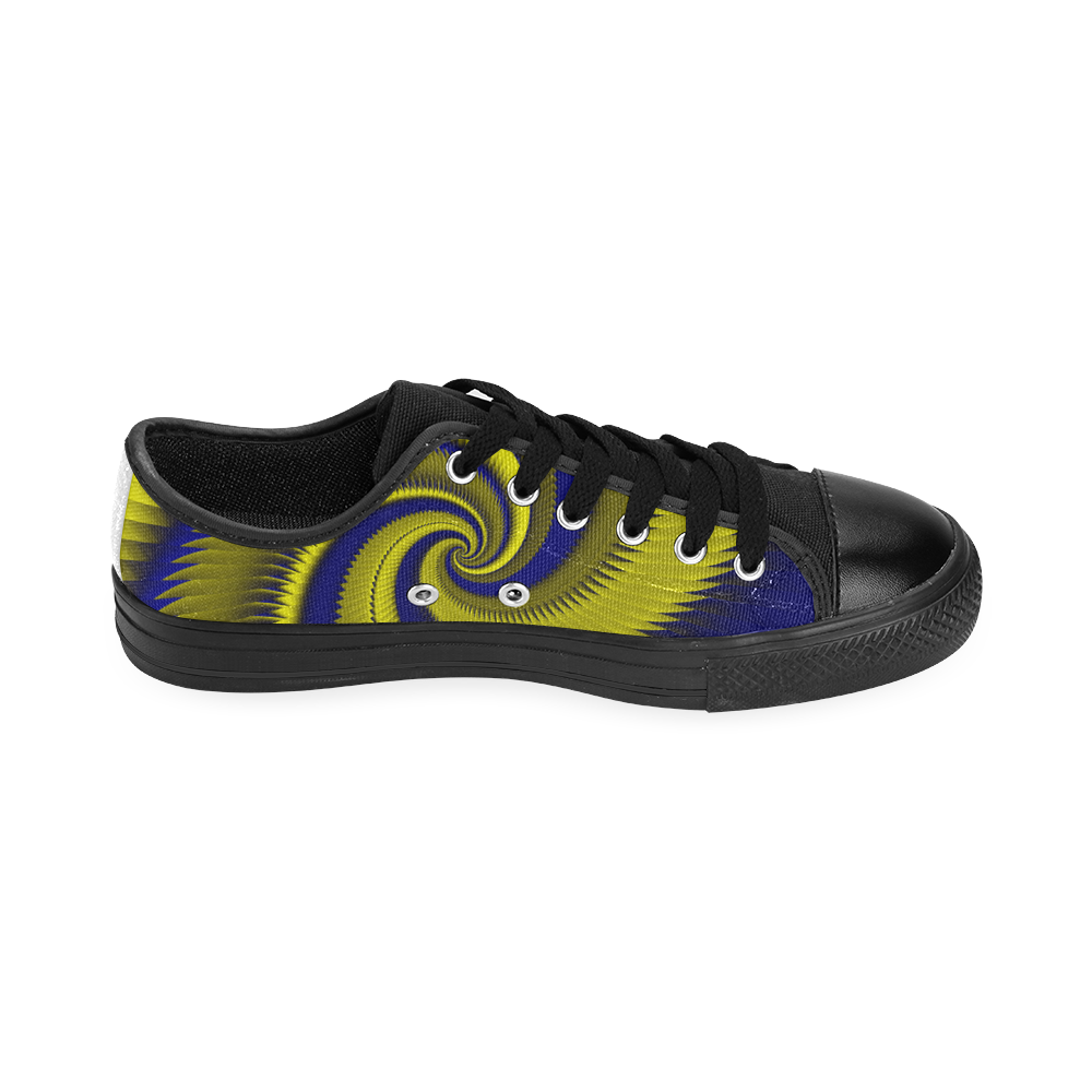 Blue Gold Dragon Scales Spiral Men's Classic Canvas Shoes (Model 018)