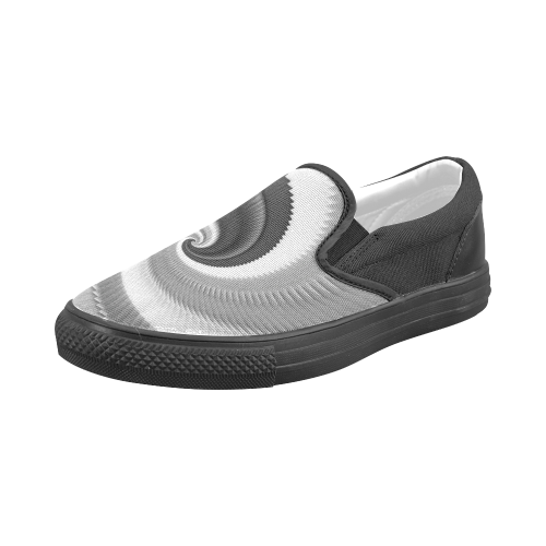 Black and White Dragon Scales Spiral Men's Slip-on Canvas Shoes (Model 019)