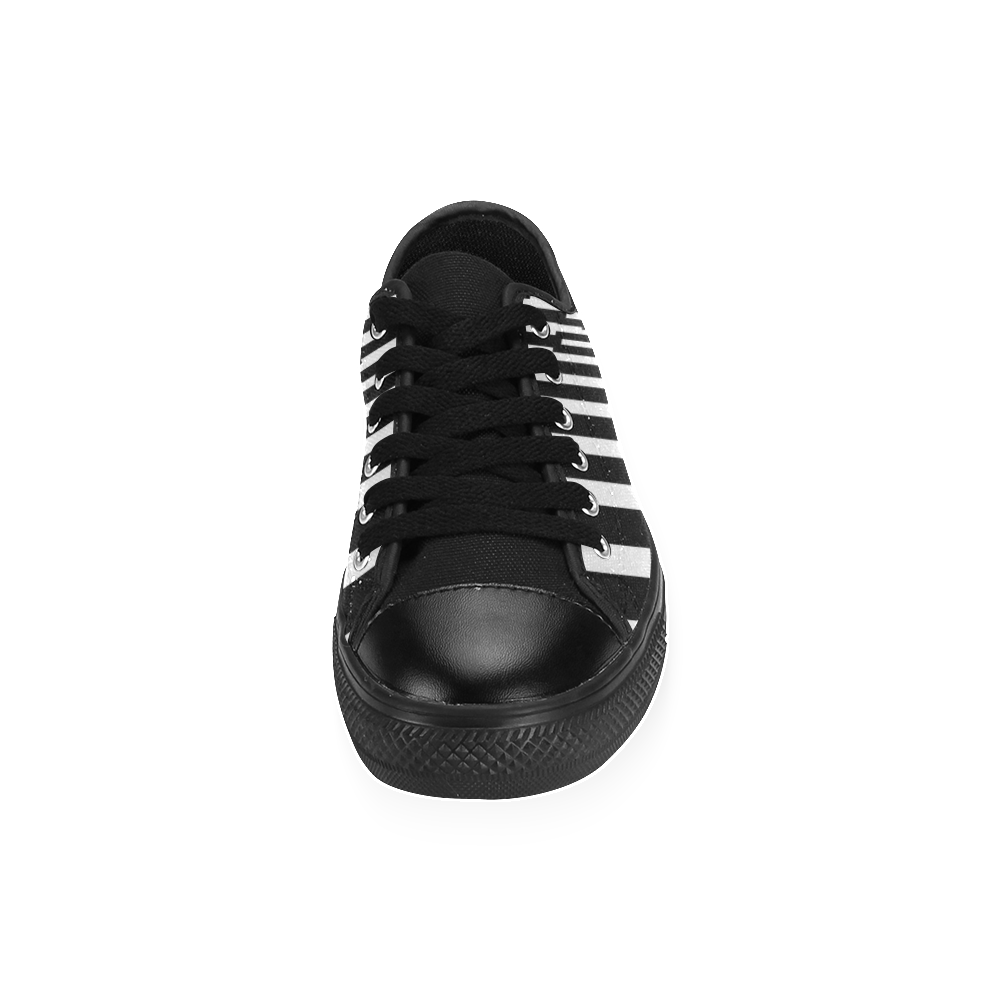 Graphical Stripes Black Men's Classic Canvas Shoes (Model 018)