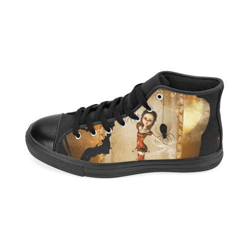 Halloween, cute girl with spiders and pumpkin Men’s Classic High Top Canvas Shoes /Large Size (Model 017)