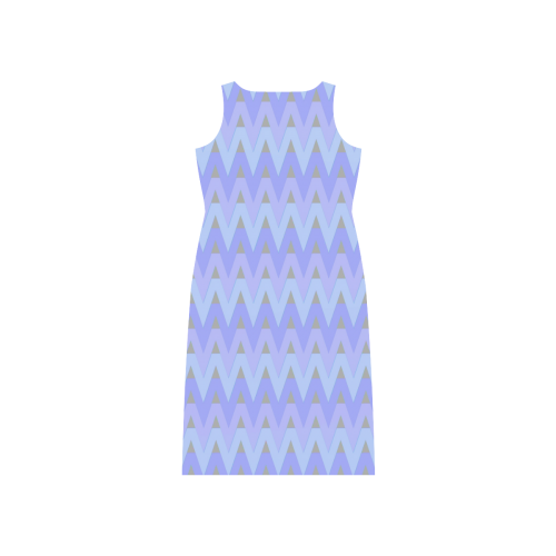 Cool Blues and Chevrons Phaedra Sleeveless Open Fork Long Dress (Model D08)