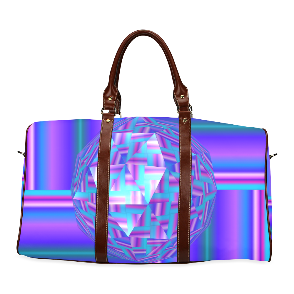 Quilt Blau Lila Streifen Waterproof Travel Bag/Large (Model 1639)