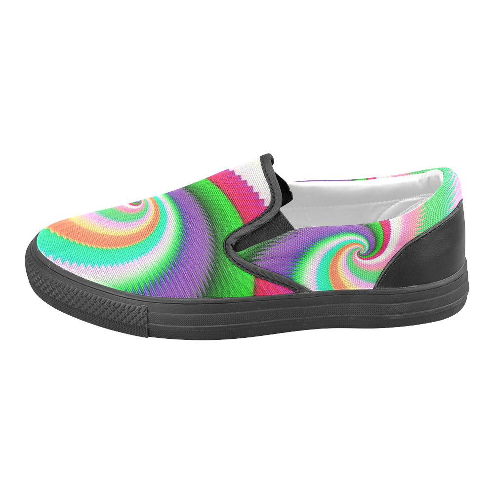 Colorful Spiral Dragon Scales Men's Unusual Slip-on Canvas Shoes (Model 019)