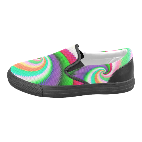 Colorful Spiral Dragon Scales Men's Unusual Slip-on Canvas Shoes (Model 019)