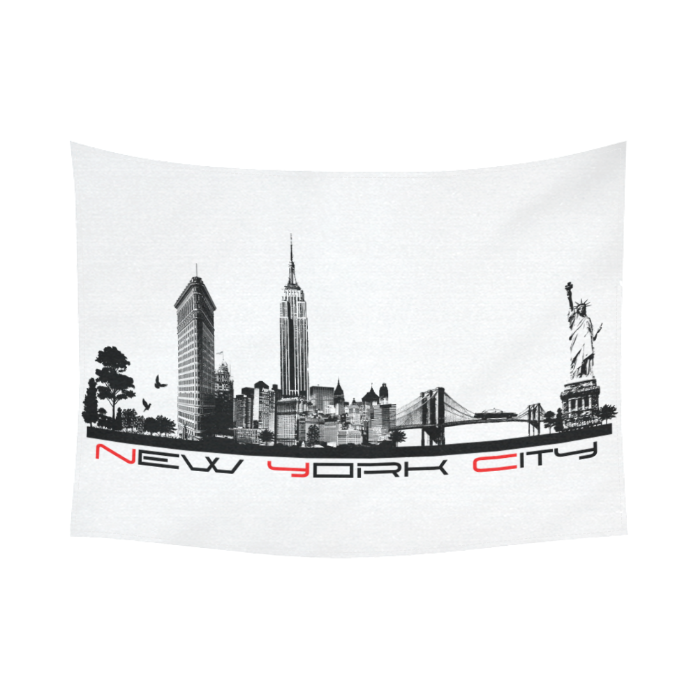 New York City skyline 6 Cotton Linen Wall Tapestry 80"x 60"