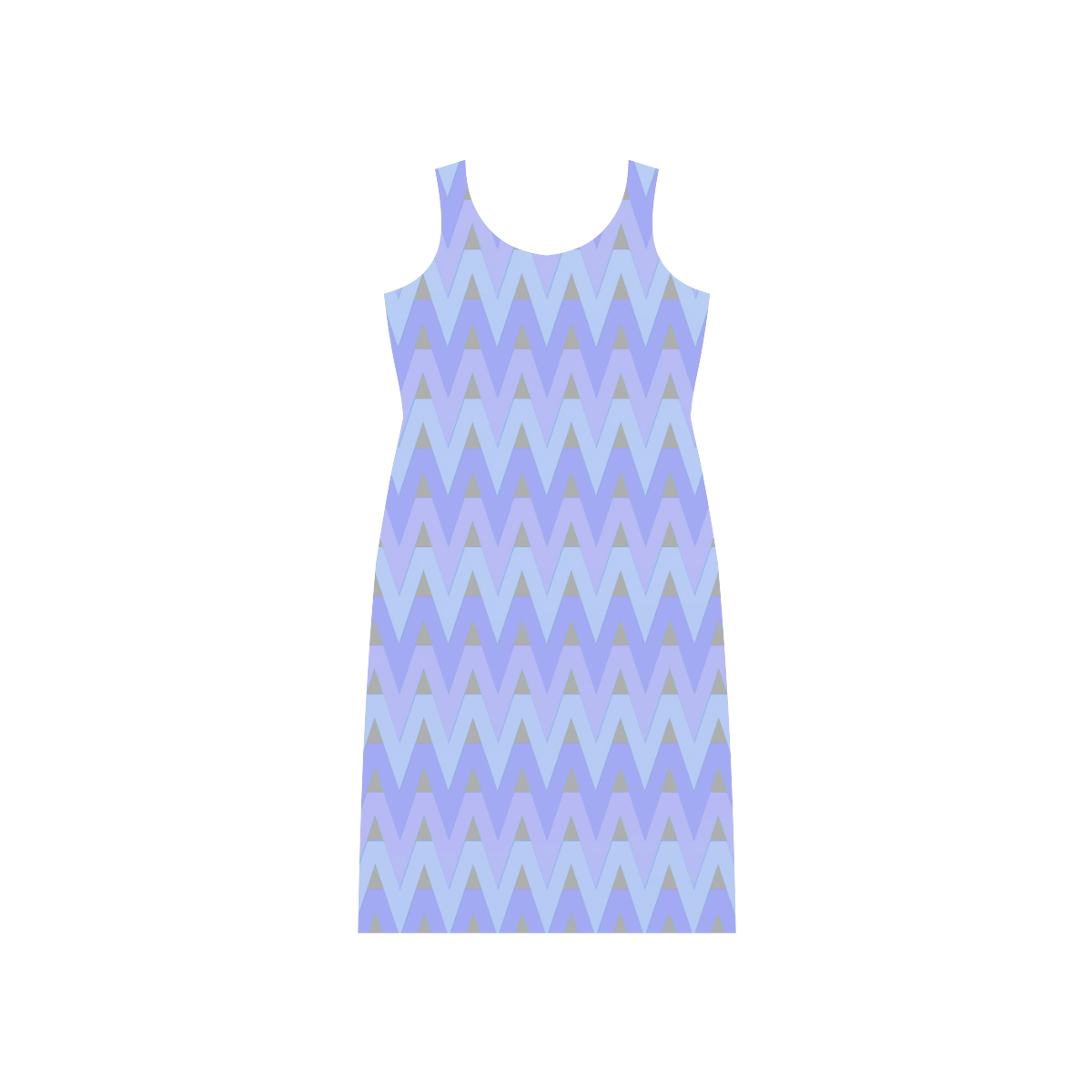 Cool Blues and Chevrons Phaedra Sleeveless Open Fork Long Dress (Model D08)