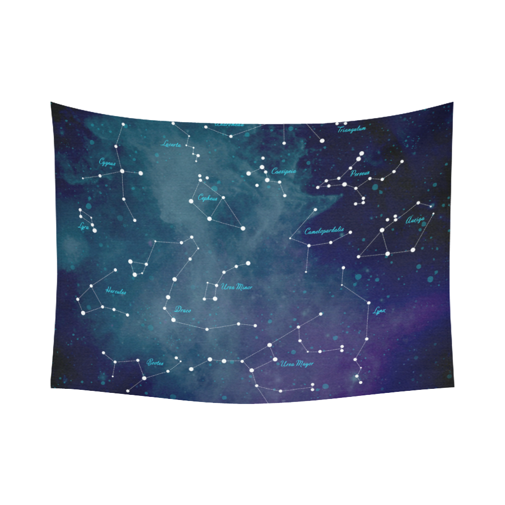 Constellations Cotton Linen Wall Tapestry 80"x 60"