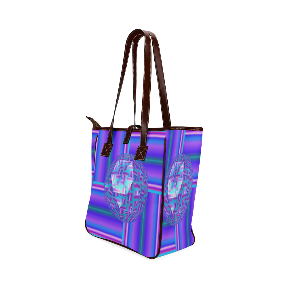 Quilt Blau Lila Streifen Classic Tote Bag (Model 1644)