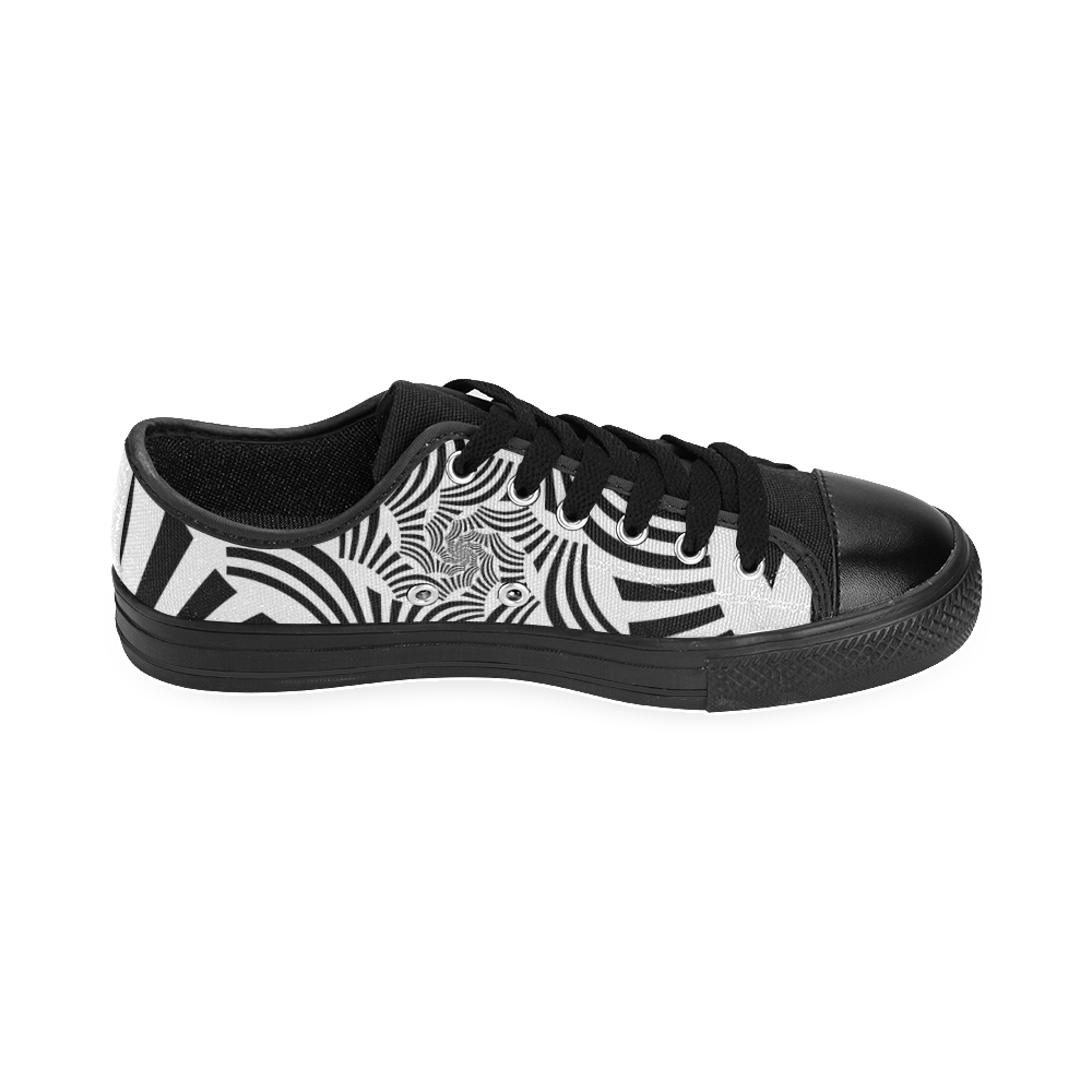 Crazy Spiral Black Stripes Men's Classic Canvas Shoes (Model 018)
