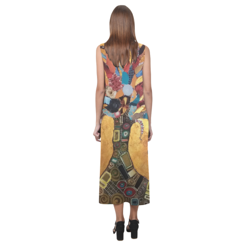 "TREE OF LIFE"-SLEEVELESS DRESS Phaedra Sleeveless Open Fork Long Dress (Model D08)