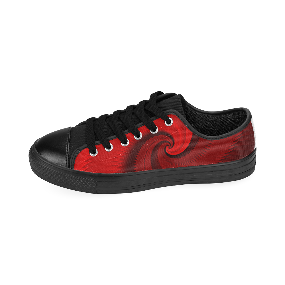 Red Rose Dragon Scales Spiral Men's Classic Canvas Shoes (Model 018)