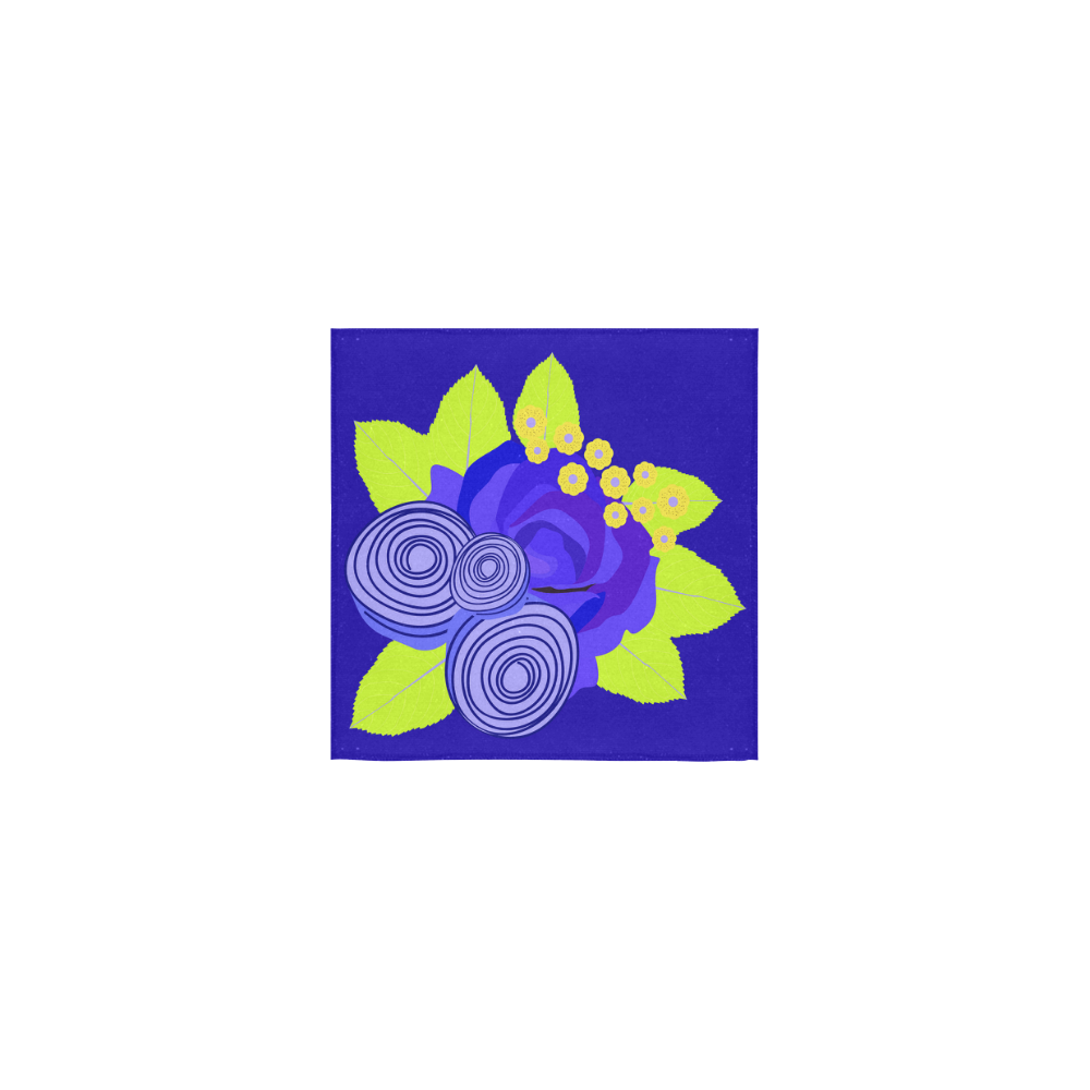 Indigo Watercolor Roses Floral Square Towel 13“x13”