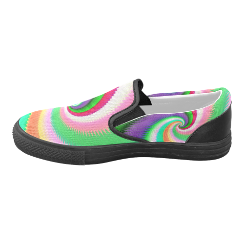 Colorful Spiral Dragon Scales Men's Unusual Slip-on Canvas Shoes (Model 019)