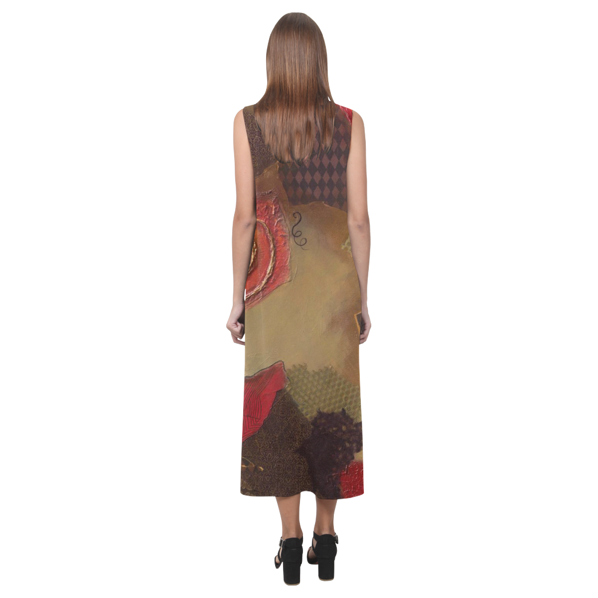 "STRAWBERRY FIELDS FOREVER"-SLEEVELESS DRESS Phaedra Sleeveless Open Fork Long Dress (Model D08)