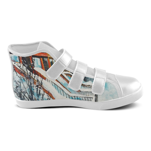 Brooklyn at Winter Velcro High Top Canvas Kid's Shoes (Model 015)